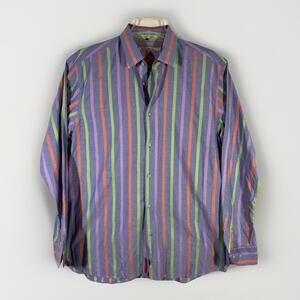 Luchiano Visconti Men’s XXL 100% Cotton Button Shirt Limited Edition Blue Purple